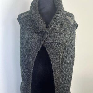 PRANA Thalia Long Open Front Sweater Green Chunky Knitted Duster Vest Sz MED  Th